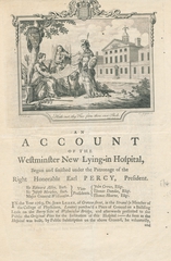 An account of the Westminster New Lying-in Hospital, begun and finished under the patronage of the Right Honorable Earl Percy, president (1767?)